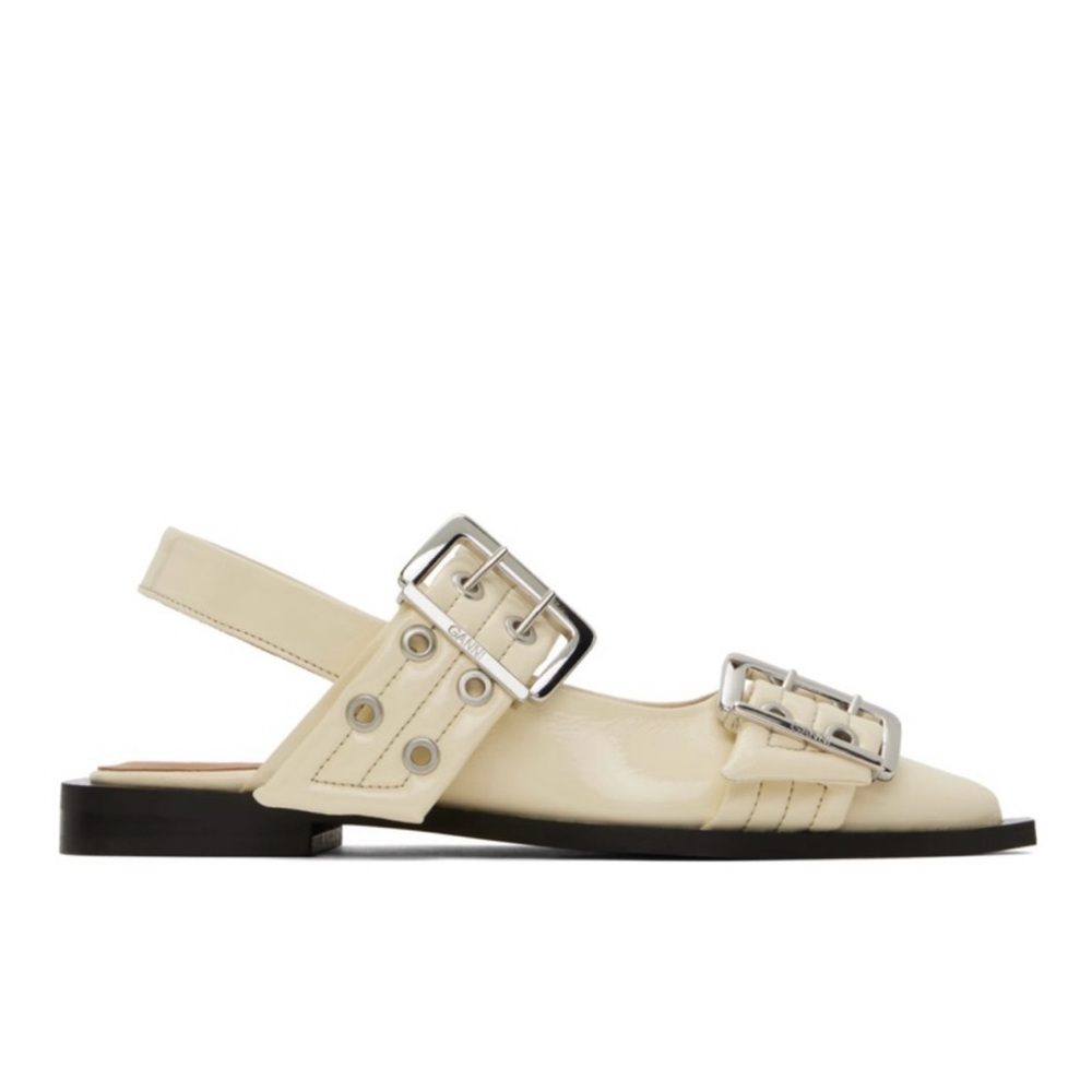 Ganni Cream Slingback Sandals